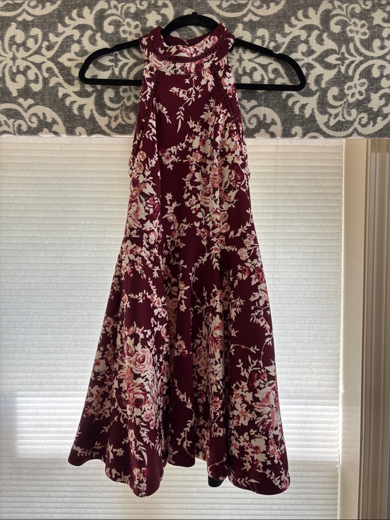 B Darlin Dresses & Skirts - B Darlin Burgundy Floral Halter Mini Dress
